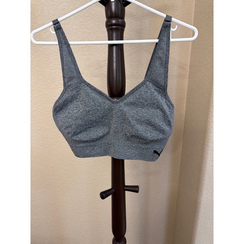 Puma Womens XL Gray Heather Seamless Sports Bra Adjustable Straps Bralette
